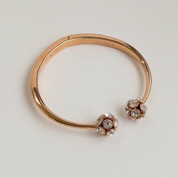 Kate Spade Time To Shine Open Hinged Cuff Bracelet Rose Gold Tone Clear Crystal - Picture 3 of 10
